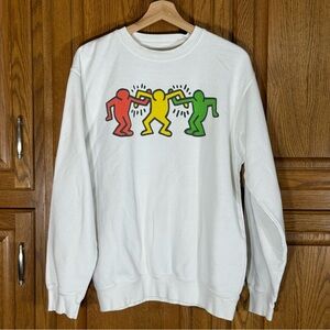 Ripple X Keith Haring White Mens Sweatshirt Dancing Friends Unisex Vintage